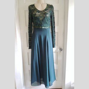 Rubina Vintage Green Lace 80s Cosplay Party Maxi Dress S